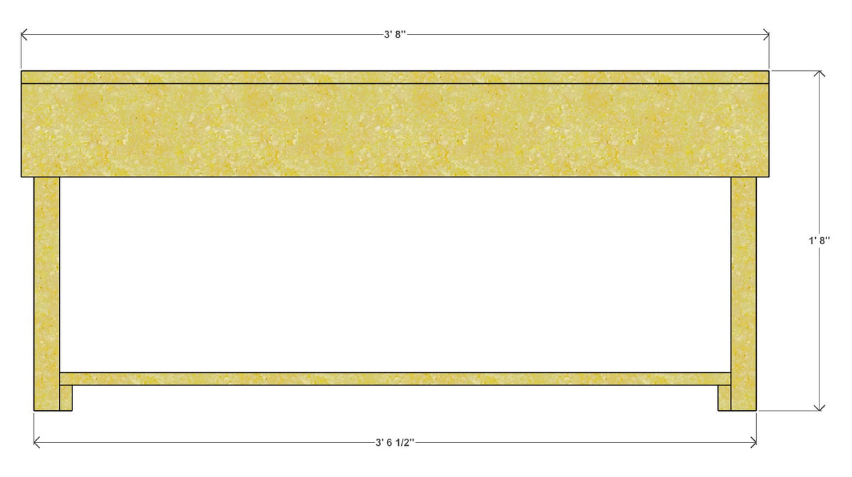 Mud Kitchen Table Plan 44" x 17" x 20" – front drawing