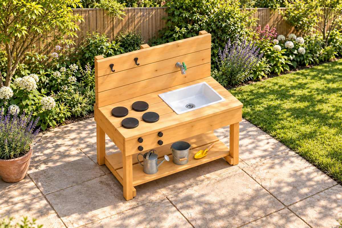 Mud Kitchen with 1 TROFAST Bin 35" x 19.5" x 37" – rendering
