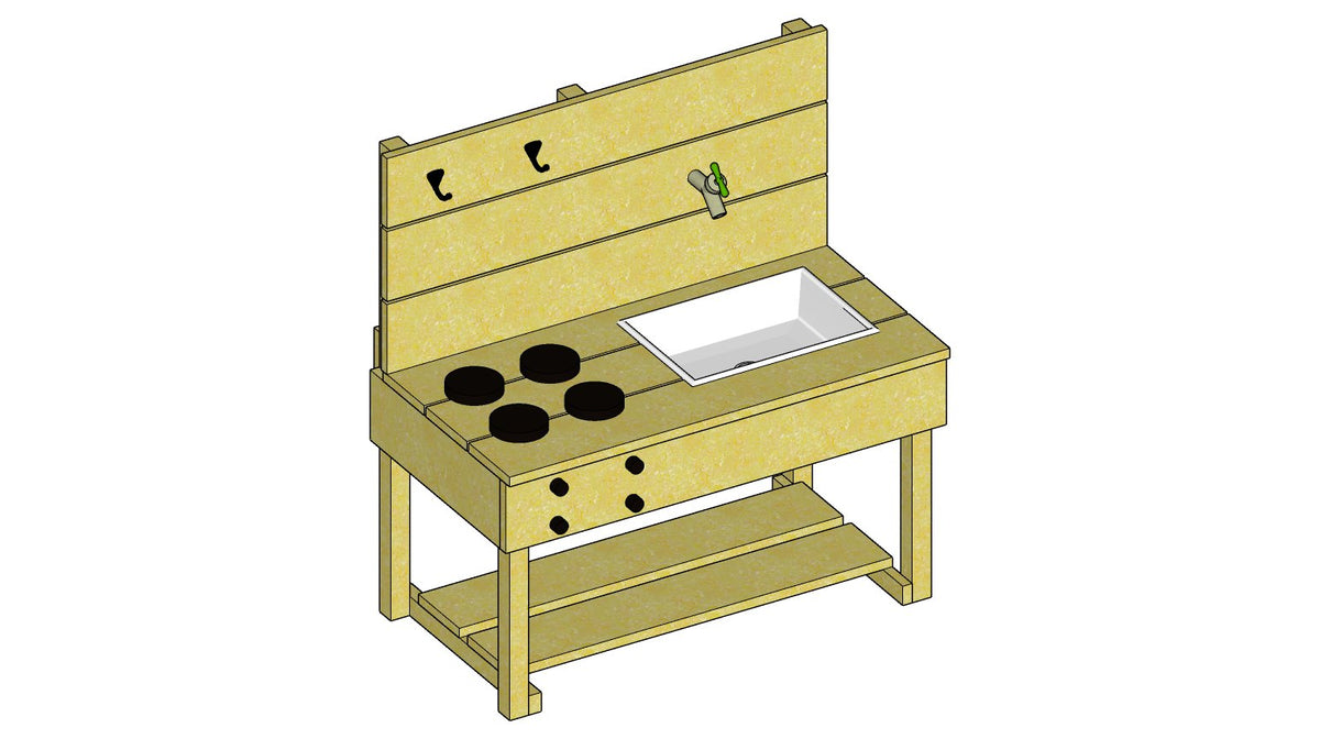 Mud Kitchen Plan with 1 TROFAST Bin 35" x 19.5" x 37" – 3d model drawing