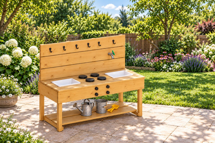 Mud Kitchen with 2 TROFAST Bins 44" x 19.5" x 37" – rendering