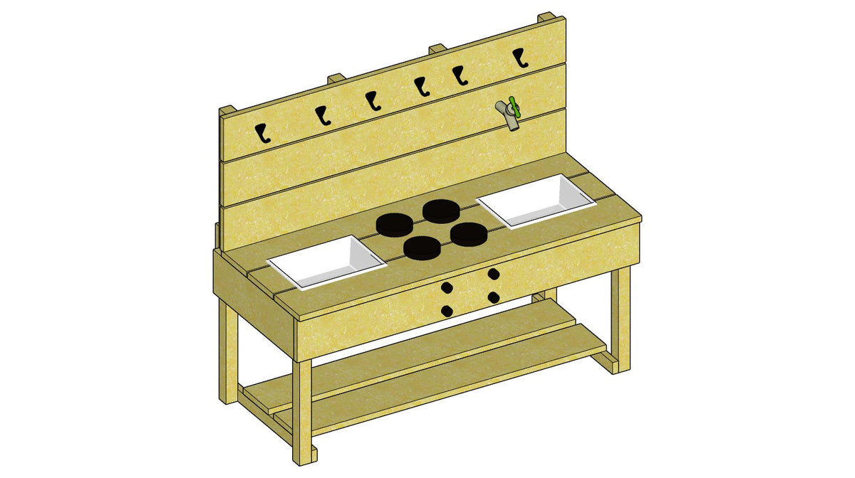 Mud Kitchen Plan with 2 TROFAST Bins 44" x 19.5" x 37" – 3d model drawing