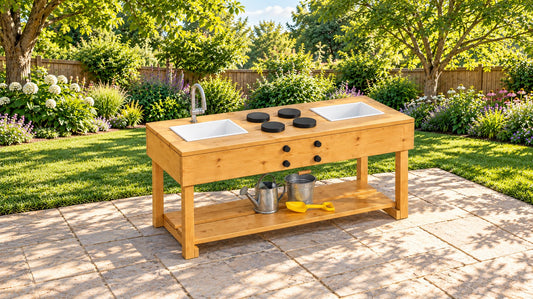 Mud Kitchen with 2 TROFAST Bins (No Backsplash) 44" x 17" x 20" – rendering