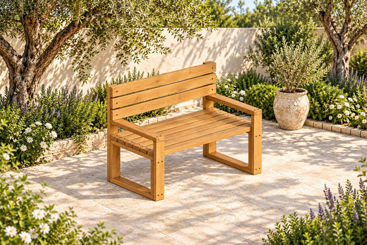 Outdoor Bench with Armrests 48" x 27.75" x 36" – rendering