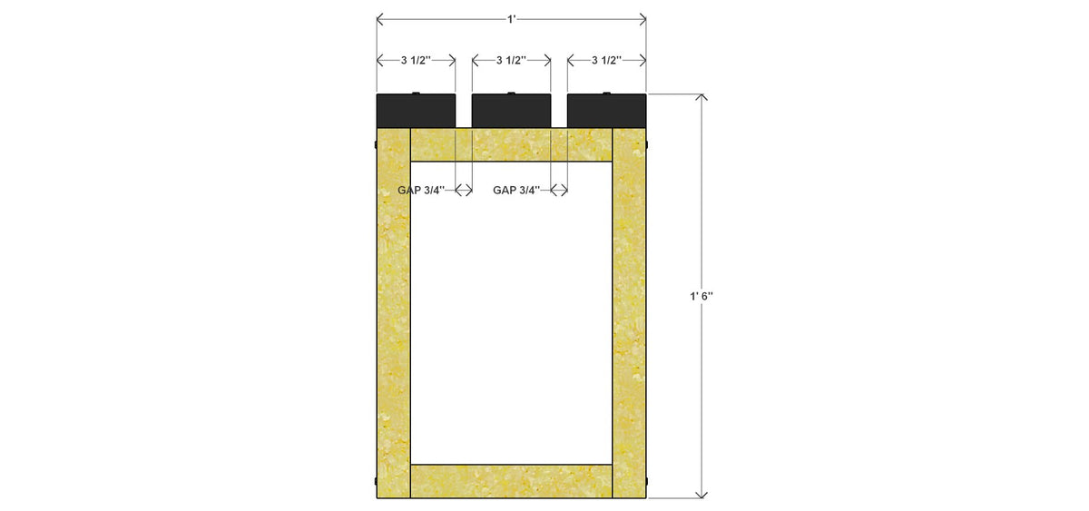 Outdoor Garden Bench Plan 48" x 12" x 18" – side drawing