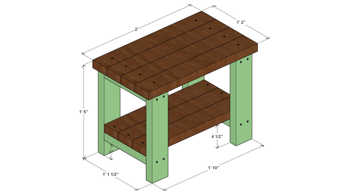 Outdoor Side Table Plan 24" x 14" x 18" – 3d view drawing
