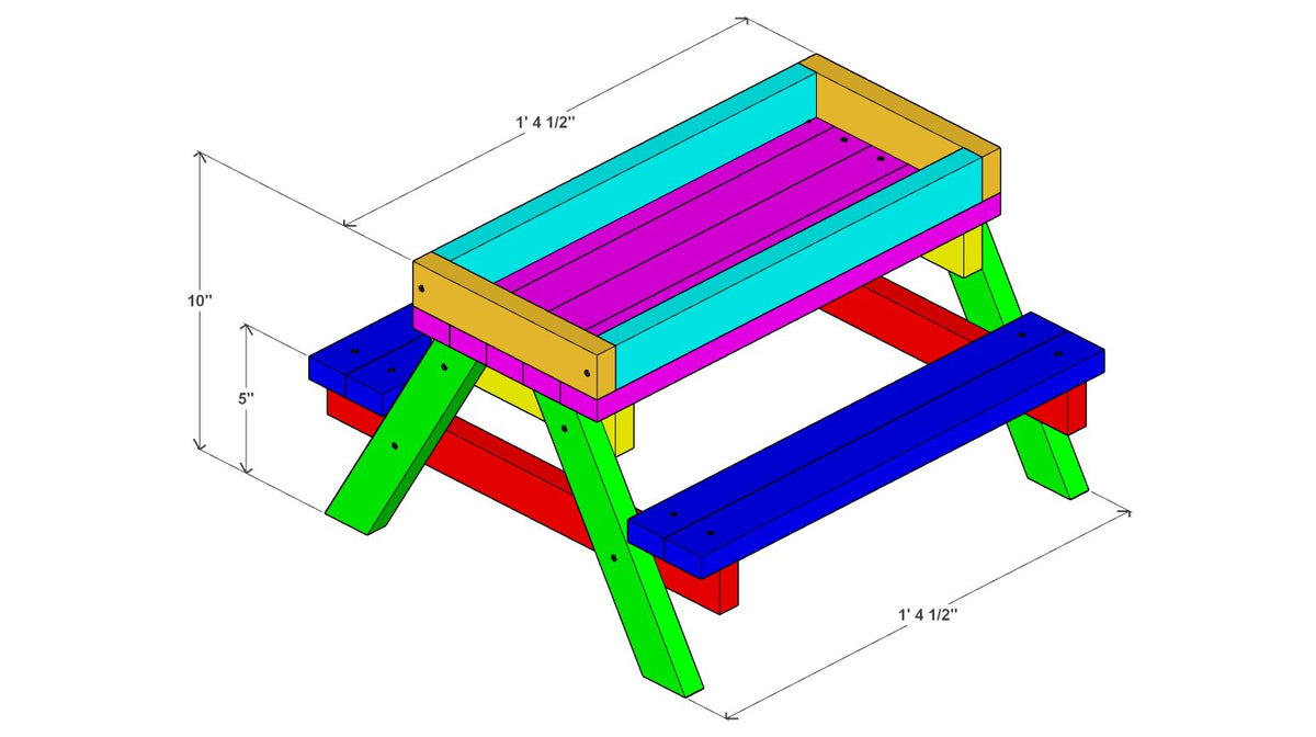 Picnic Table Feeder Plan for Chickens, Wild Birds, Ducks & Squirrels – 3d drawing
