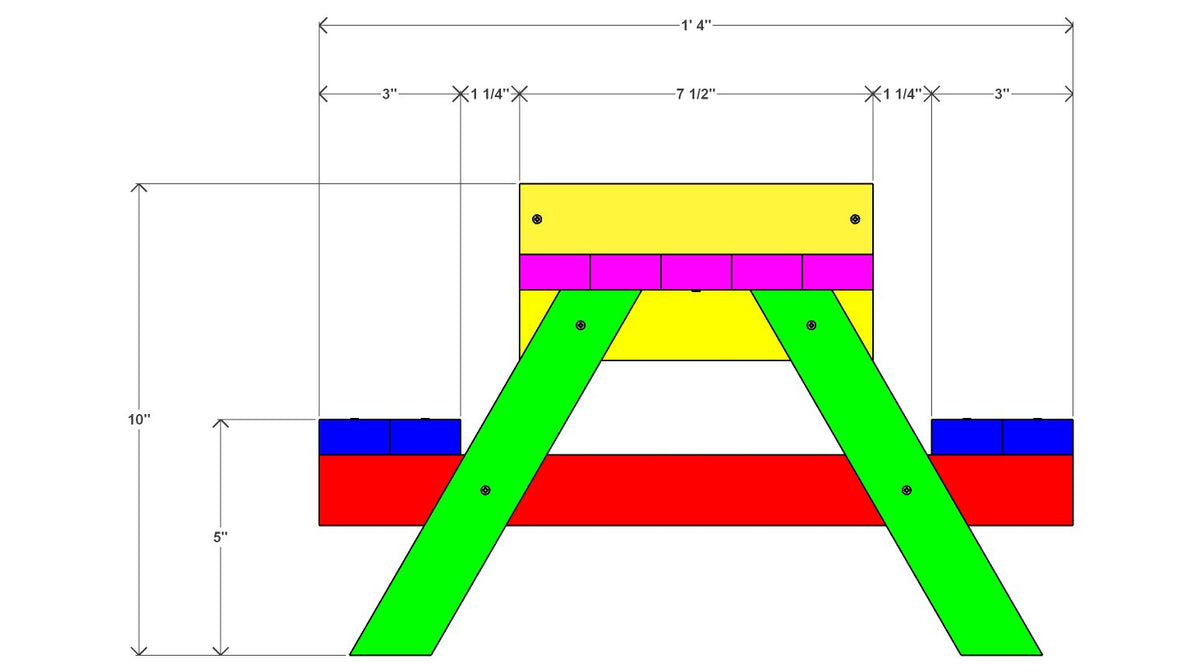 Picnic Table Feeder Plan for Chickens, Wild Birds, Ducks & Squirrels – side drawing