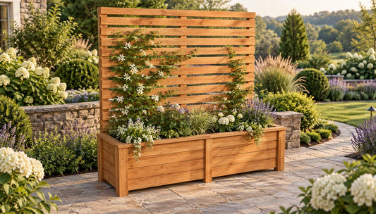 Raised Garden Bed with Privacy Screen 100" x 30.5" x 96" – rendering