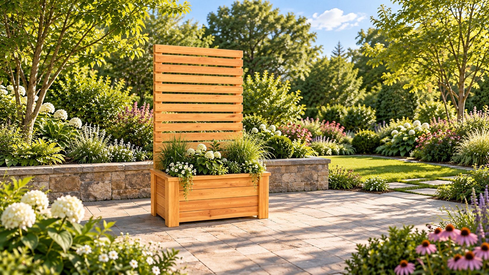 Raised Garden Bed with Privacy Screen 52" x 30.5" x 96" DIY plan