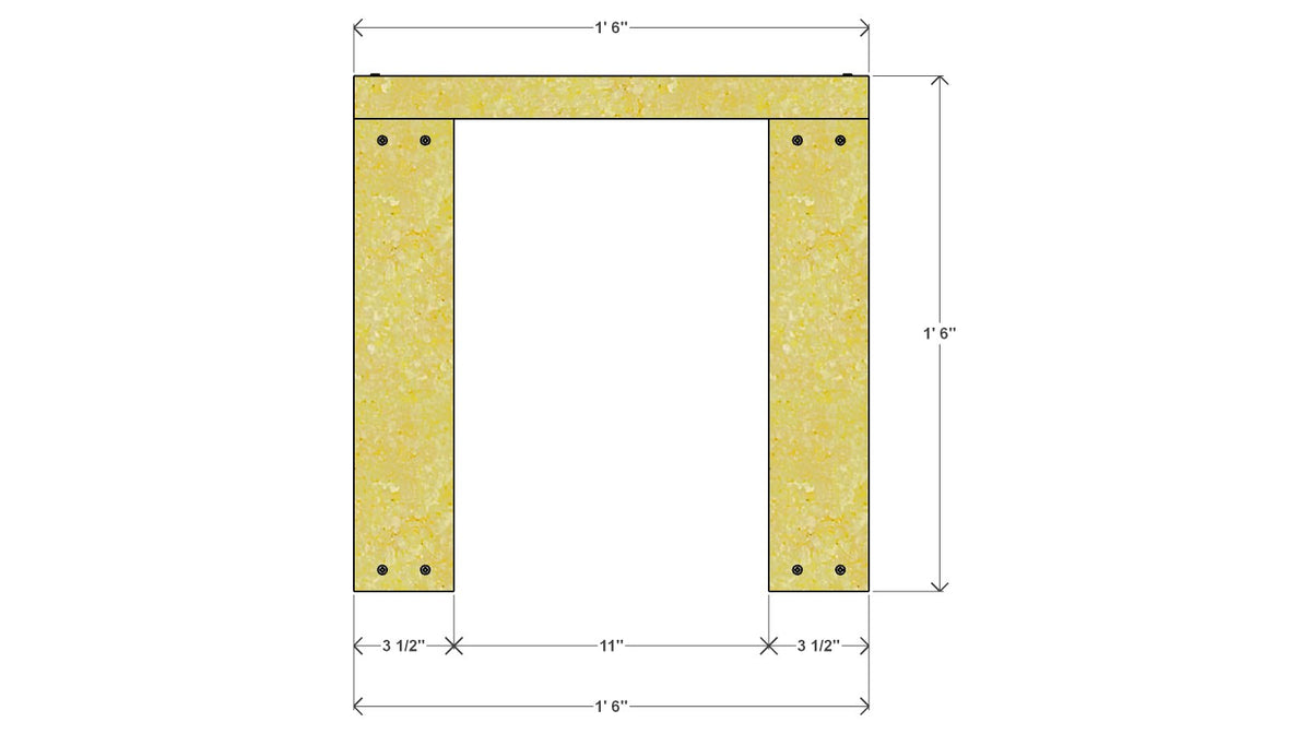 Small Dining Bench Plan 18" x 12" x 18" – front drawing