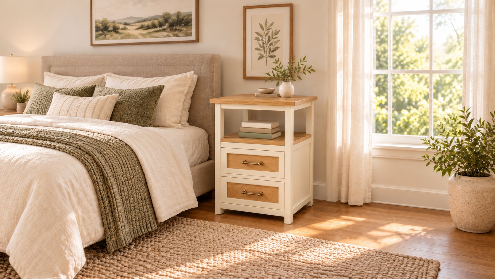 Two-Drawer Nightstand with Open Shelf 17" x 19" x 30" DIY plan