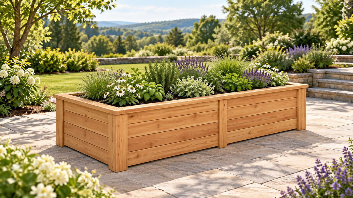 Wide Raised Garden Bed 100" x 55" x 25.5" – rendering