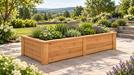 Wide Raised Garden Bed 100" x 55" x 25.5" – rendering